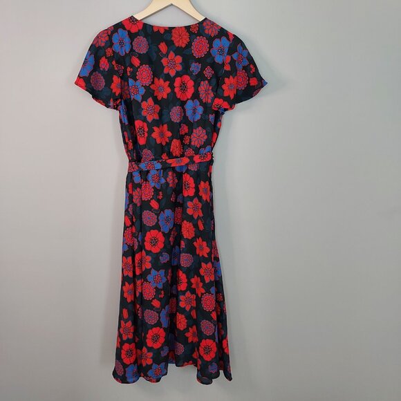 Modcloth Fits of Bliss Floral Short Flutter Sleeves Midi Dress Size Large - Picture 8 of 10